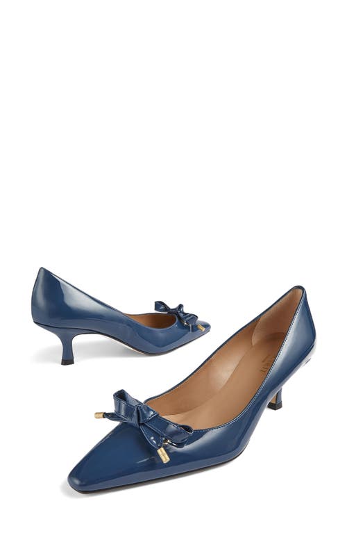 Lk Bennett Alma Bow Pointed Toe Pump In Blue