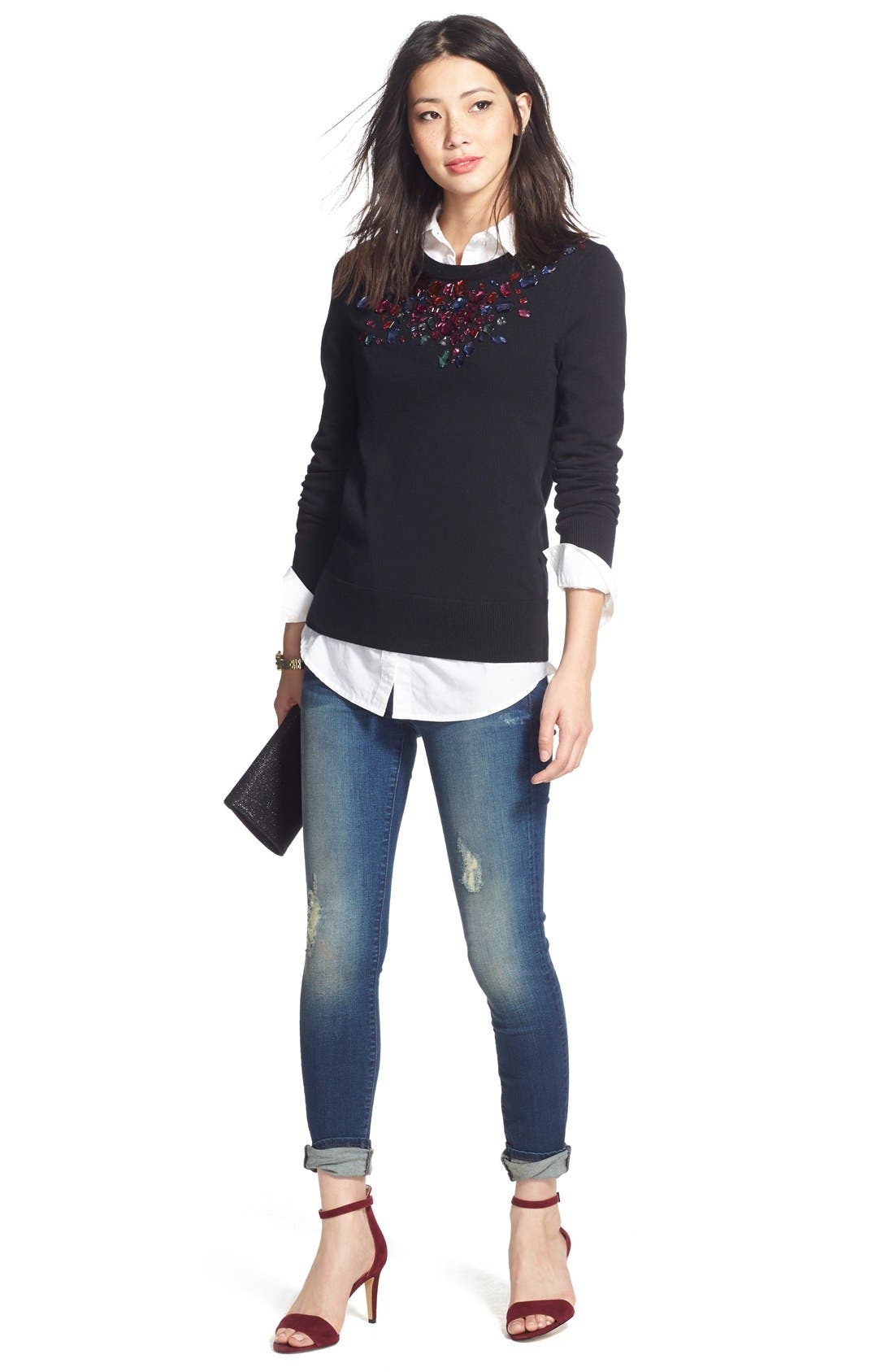 Glint Metallic Envelope Clutch, Alternate, color, 