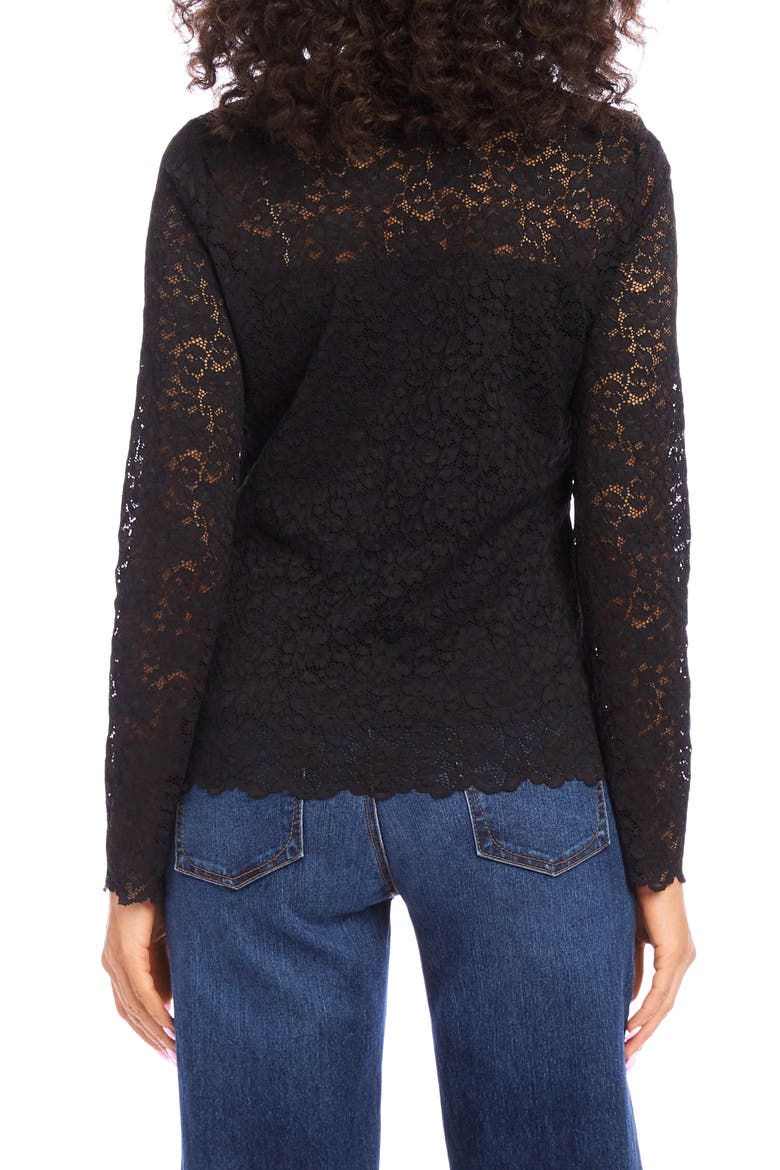 Scalloped Lace Top, Alternate, color, BLACK