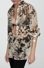 MANGO Semisheer Button-Up Shirt