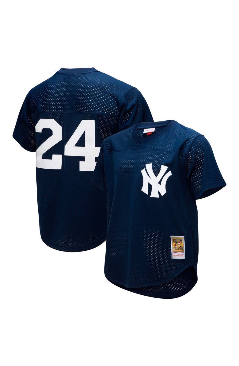 Mitchell & Ness Men's Mitchell & Ness Rickey Henderson Navy New York Yankees Cooperstown Collection Mesh Batting Practice Button-Up Jersey, Main, color, Navy