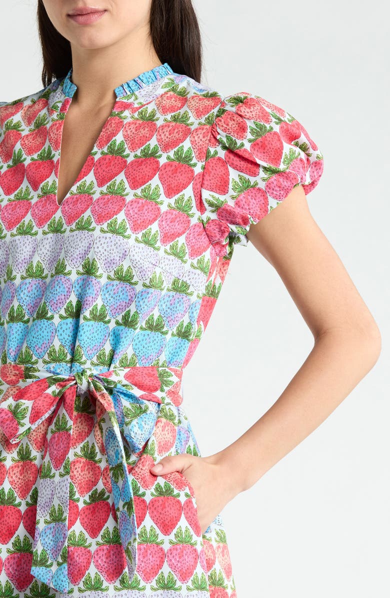 SUGARLIPS Berry Burst Orela Puff Sleeve Tie Belt Cotton Minidress, Alternate, color, Multi