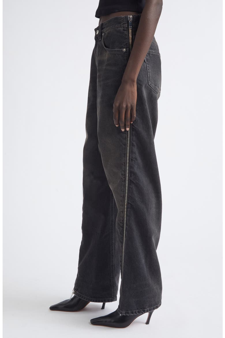 Bonnie Zip Distressed Straight Leg Jeans, Alternate, color, VINTAGE BLACK