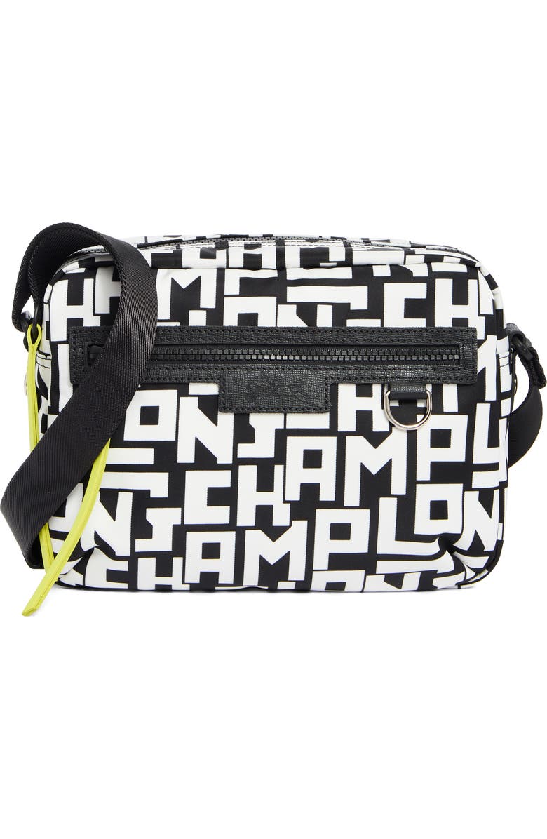 Longchamp Le Pilage Medium Camera Bag, Main, color, Black/White