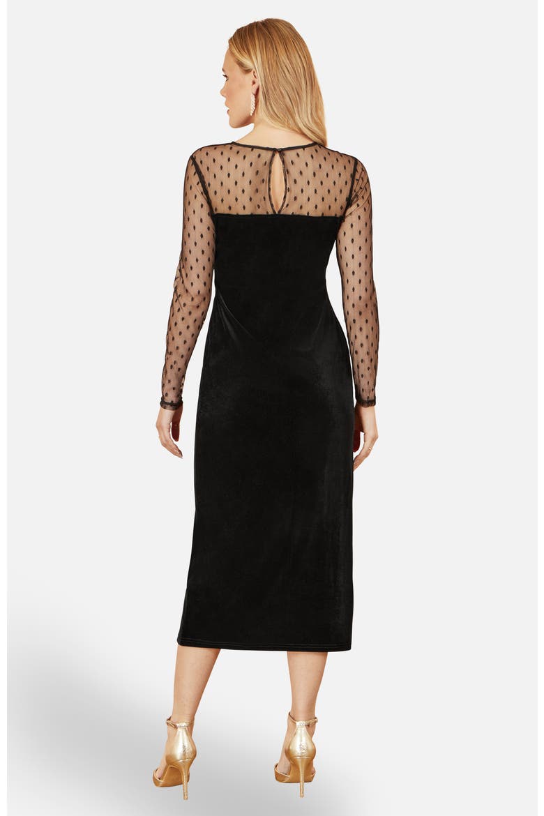 Velvet With Slash Neckline Midi Dress, Alternate, color, Black