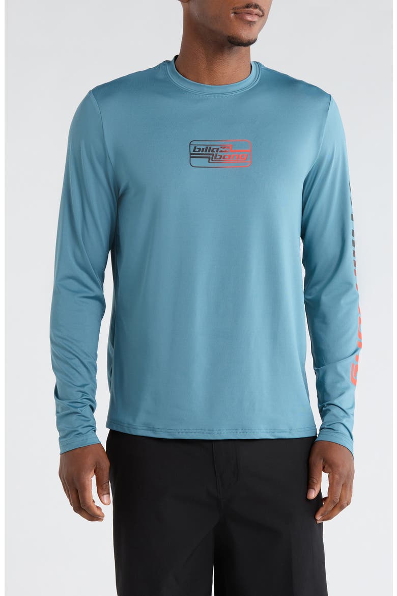 Wipeout Long Sleeve Rashguard, Main, color, AEGEAN BLUE