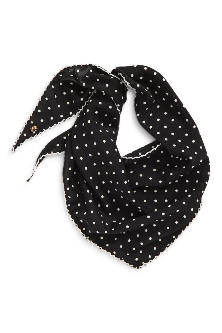 Picot Trim Triangle Scarf, Alternate, color, JET DOT