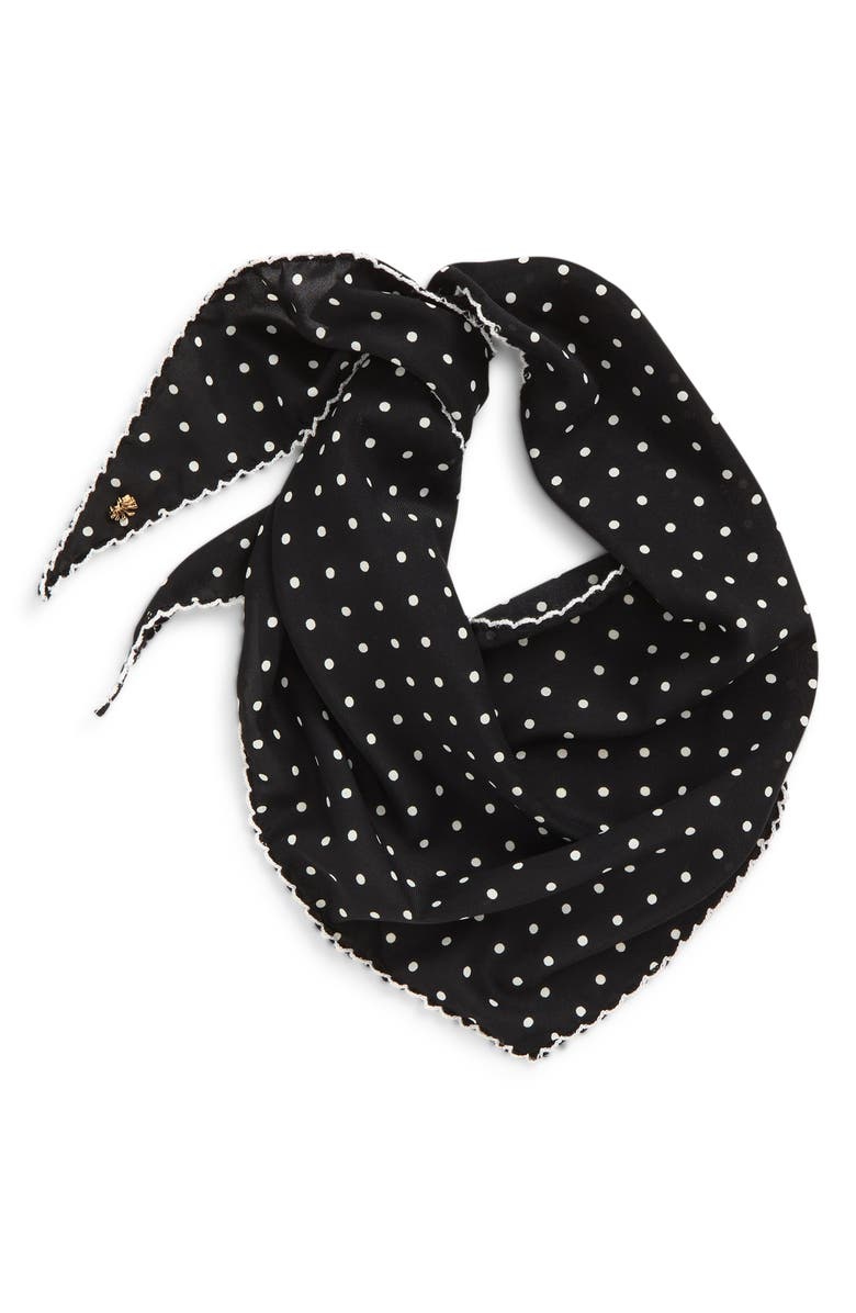 Lele Sadoughi Picot Trim Triangle Scarf, Main, color, Jet Dot