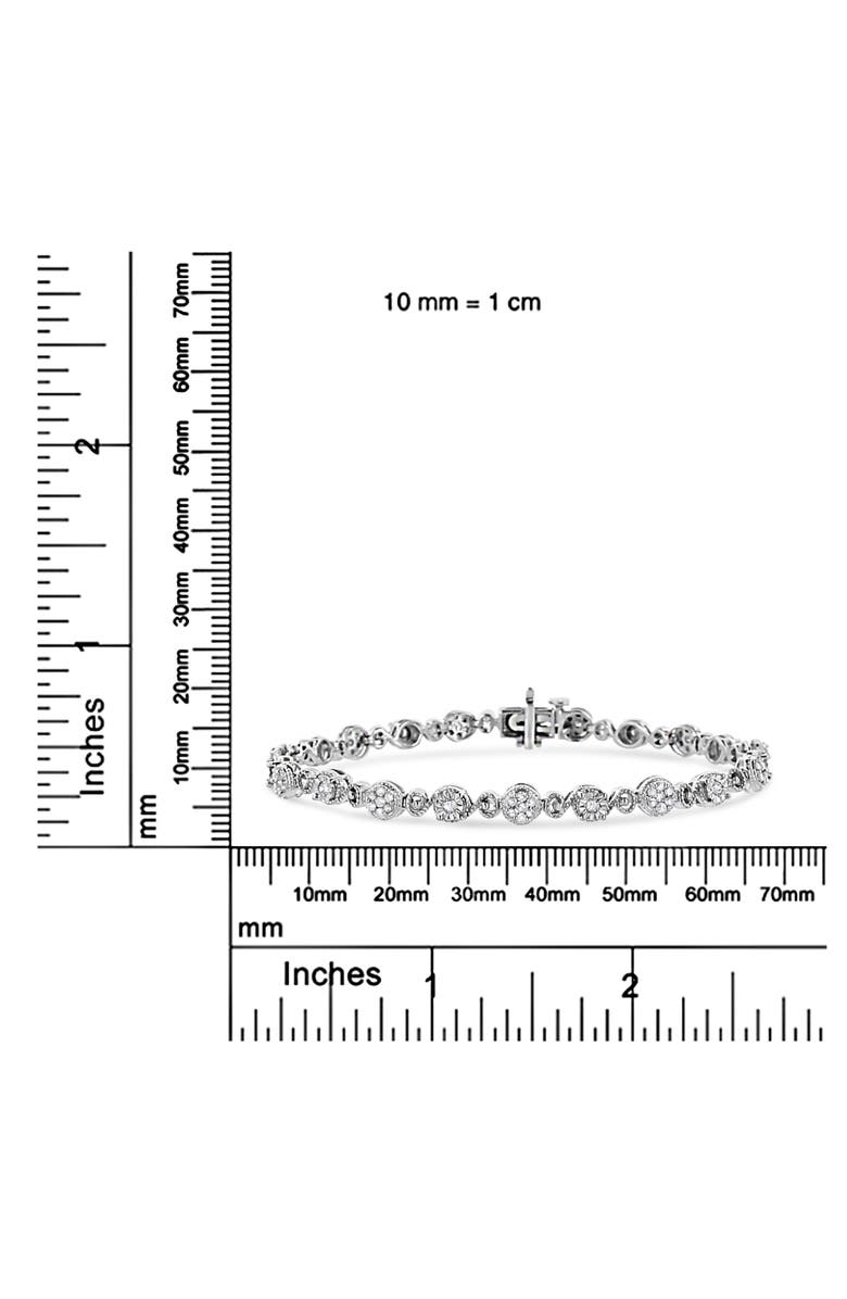 Haus of Brilliance Silver 1.0 Cttw Diamond Swirl Beaded Link Bracelet, Alternate, color, White