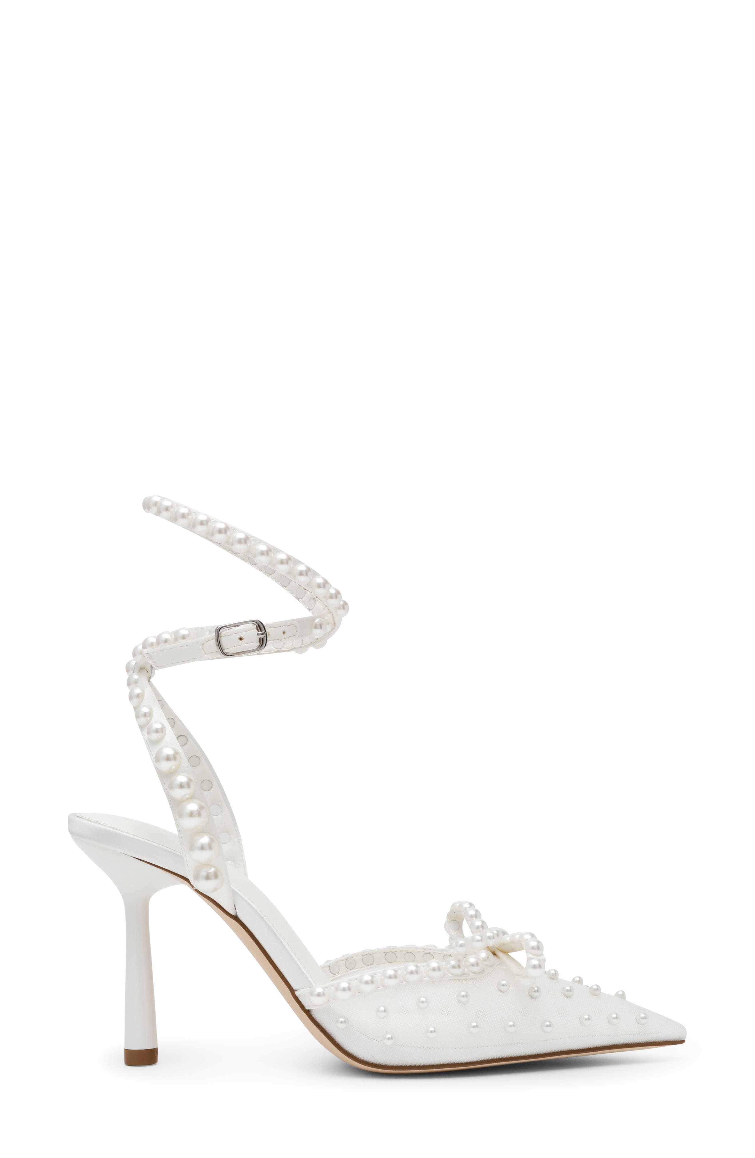 Steve Madden Val Ankle Wrap Pointed Toe Pump, Alternate, color, Ivory