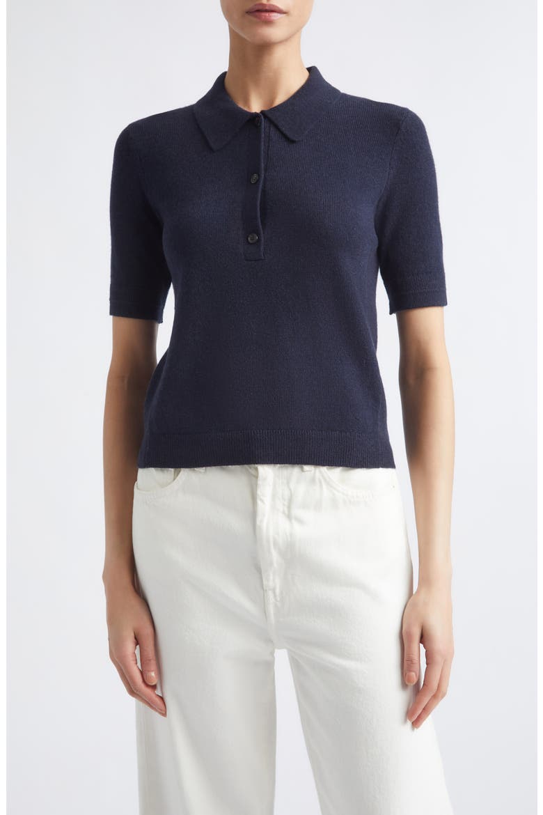 Cashmere & Organic Cotton Jersey Polo, Main, color, NAVY