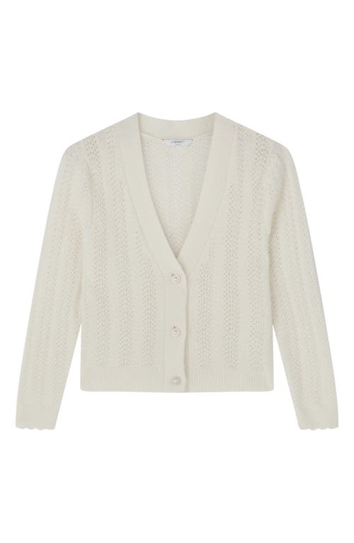 Lk Bennett Elodie Pointelle-knit Wool Cardigan In Cream