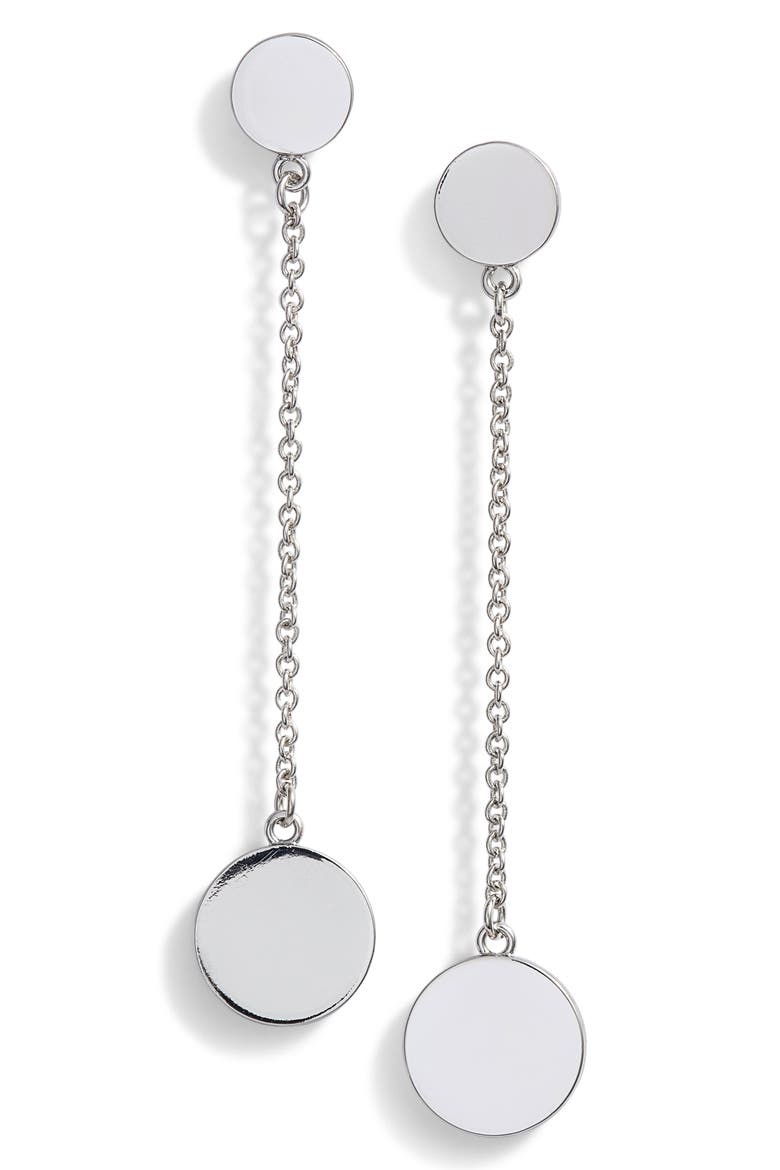 Linear Disc Drop Earrings (Nordstrom Exclusive), Main, color, RHODIUM