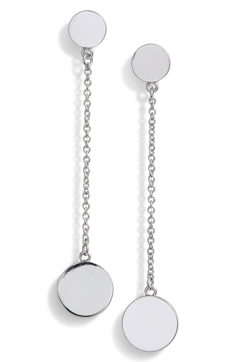 Something Navy Linear Disc Drop Earrings, Main, color, 