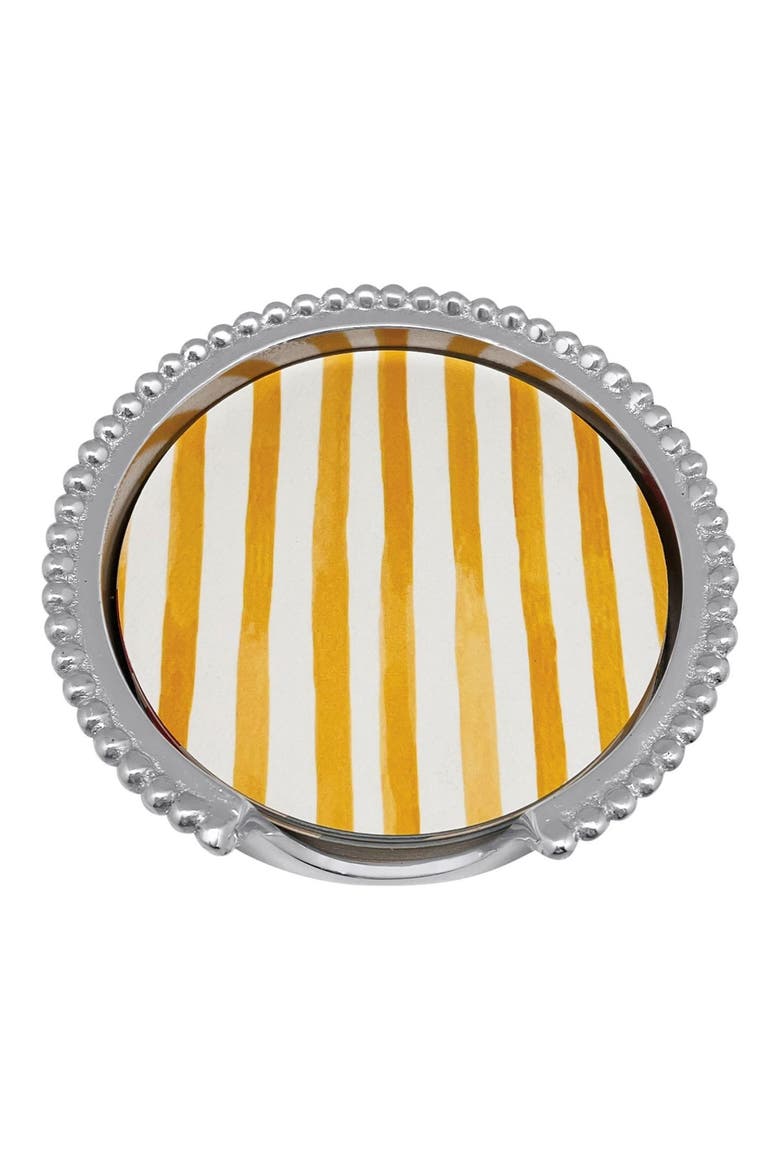 Beach Ball & Stripes Beaded Coaster Set, Alternate, color, SILVER