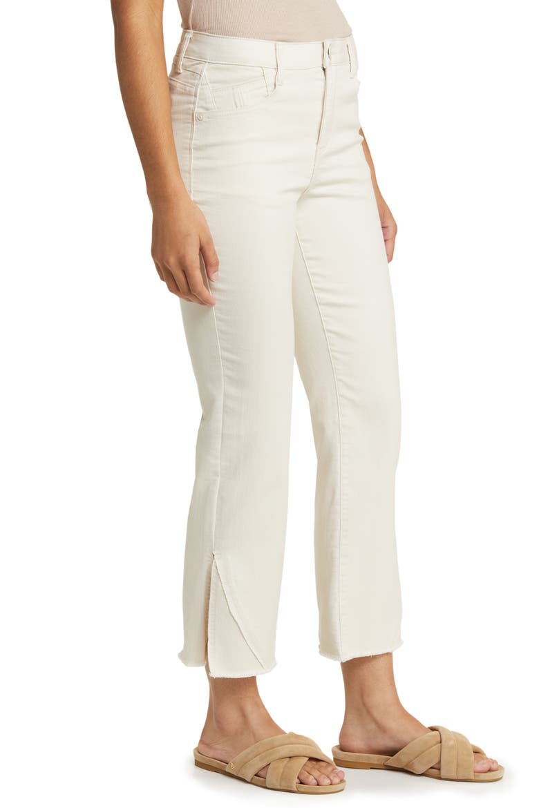 'Ab'Solution Frayed High Waist Ankle Barely Bootcut Jeans, Alternate, color, BLANCHED ALMOND