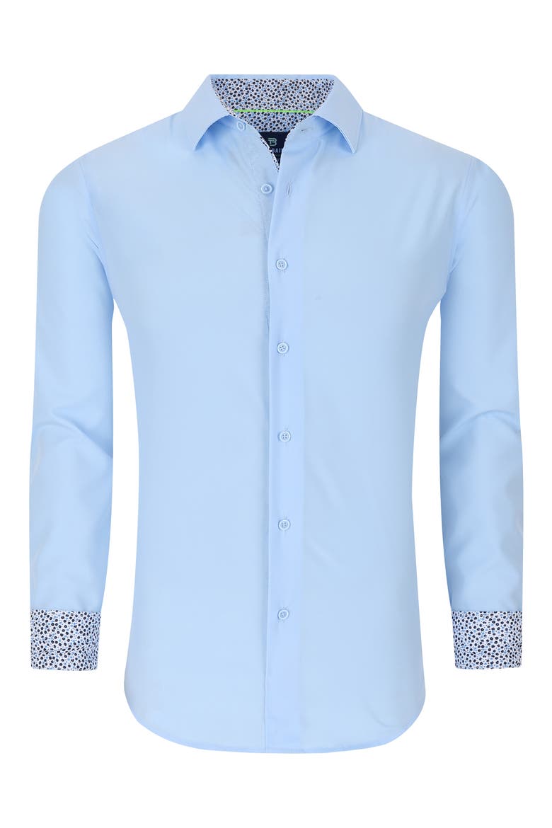 Slim Fit Performance Stretch Long Sleeve Button Front Shirt, Alternate, color, SKY BLUE