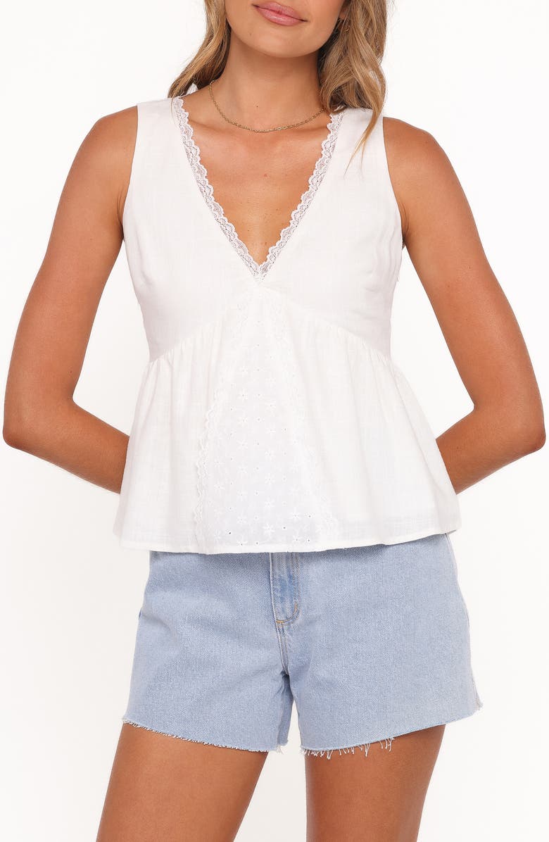 Petal & Pup Aminta Eyelet Lace Sleeveless Top, Main, color, White
