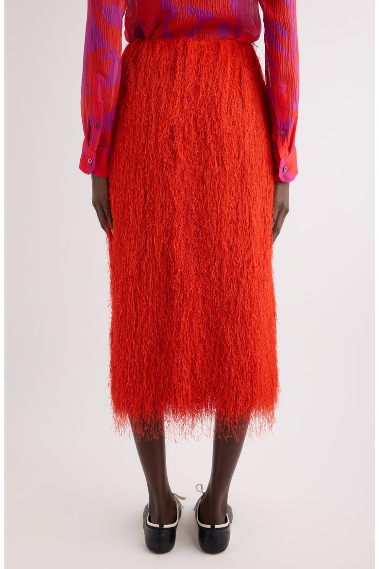 Sonka Tris Fringe Midi Skirt, Alternate, color, RED