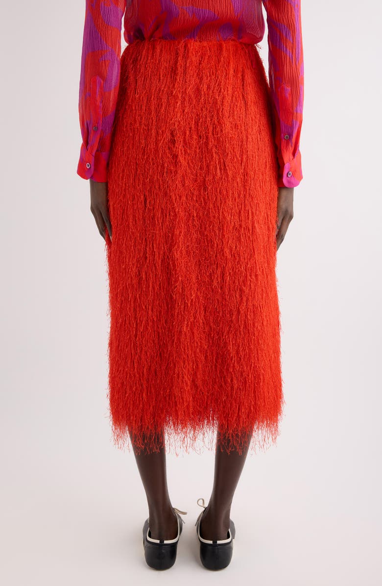 Dries Van Noten Sonka Tris Fringe Midi Skirt, Alternate, color, Red