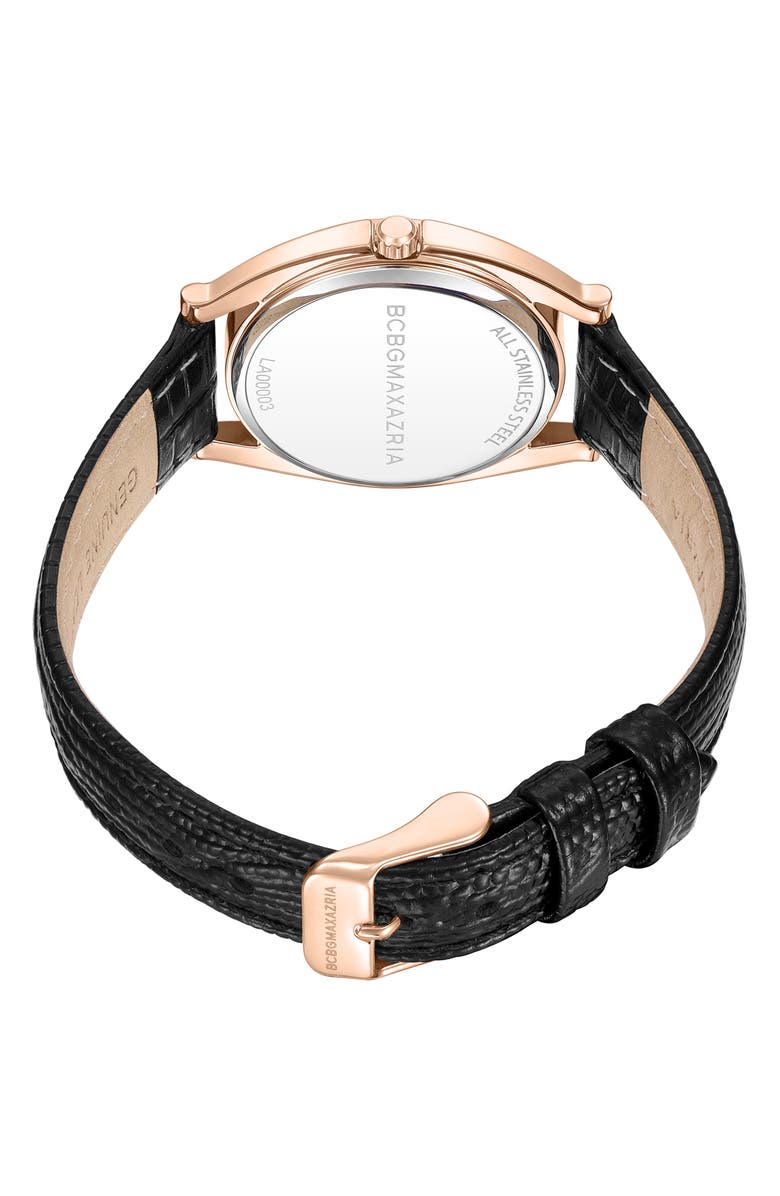 BCBG Max Azria Classic Mother of Pearl Dial Leather Strap Watch, 33.8mm, Alternate, color, 