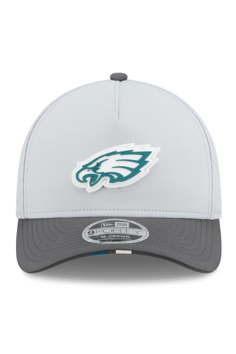 Men's New Era  Gray/Graphite Philadelphia Eagles 2025 NFL Training Camp A-Frame 9FORTY Adjustable Hat, Alternate, color, Gray