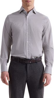 Bugatchi Alvin Shaped Fit Herringbone Button-Up Shirt
