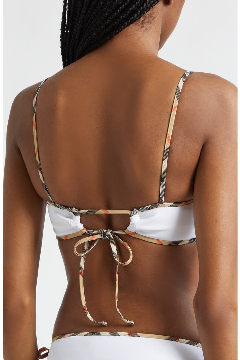 Starla Check Trim Bikini Top, Alternate, color, WHITE
