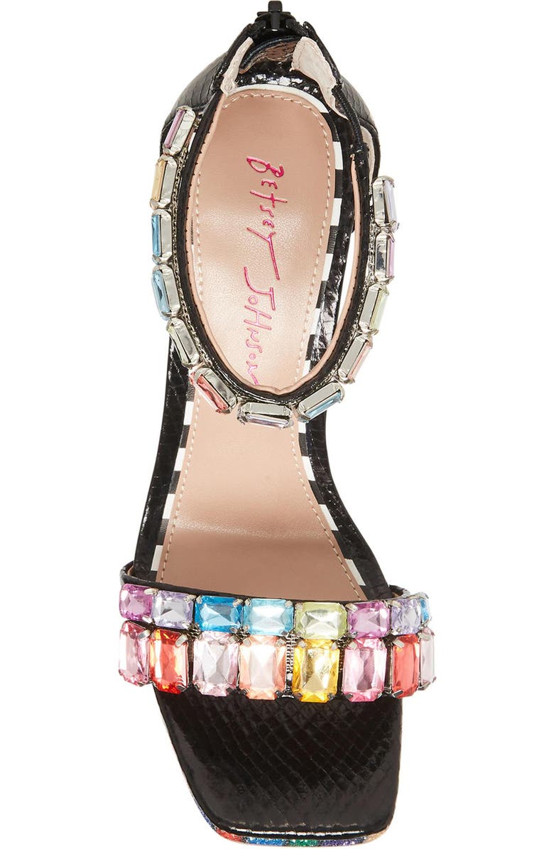 Betsey Johnson Emani Embellished Flared Heel Sandal, Alternate, color,