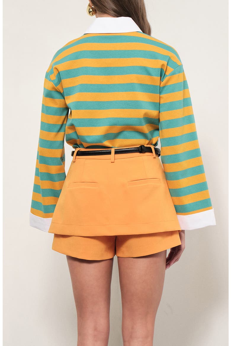 Gabrielle Stripe Cotton Rugby Shirt, Alternate, color, OCEAN YELLOW STRIPE