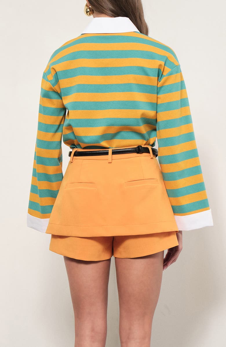 MAUDE CLUB Gabrielle Stripe Cotton Rugby Shirt, Alternate, color, Ocean Yellow Stripe