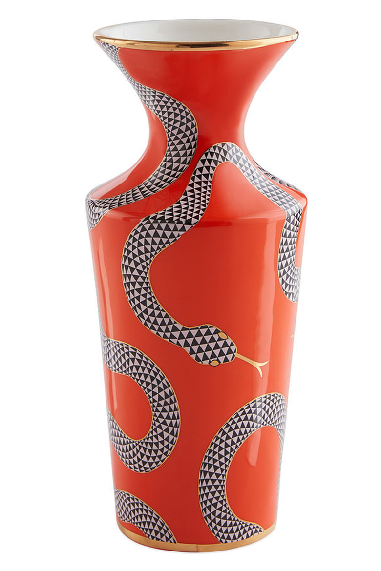Eden Cuff Vase, Main, color, Red with Gold Accents