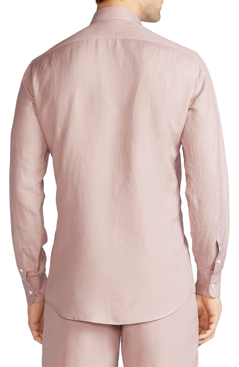 Ralph Lauren Purple Label Silk & Linen Button-Up Shirt, Alternate, color, 