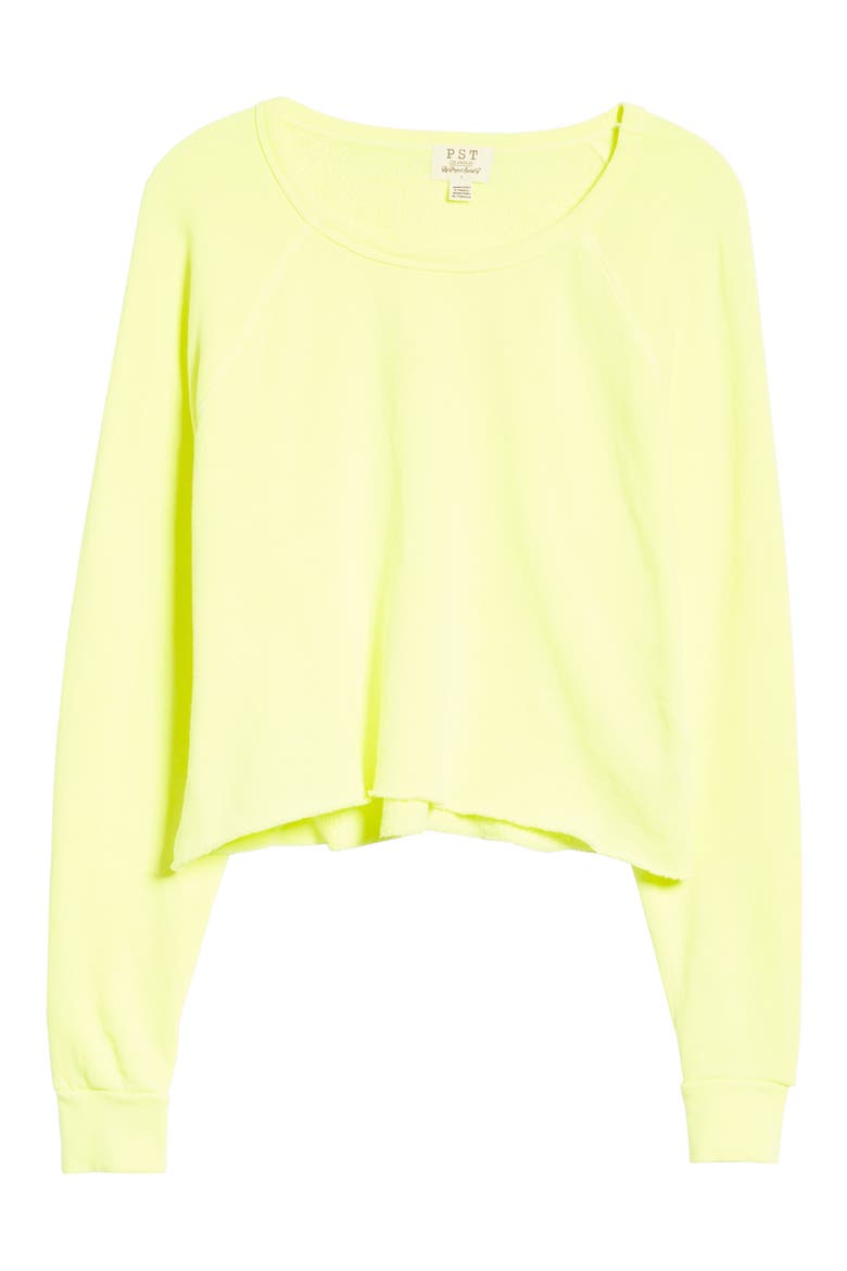 Raw Edge Sweatshirt, Alternate, color, NEON YELLOW