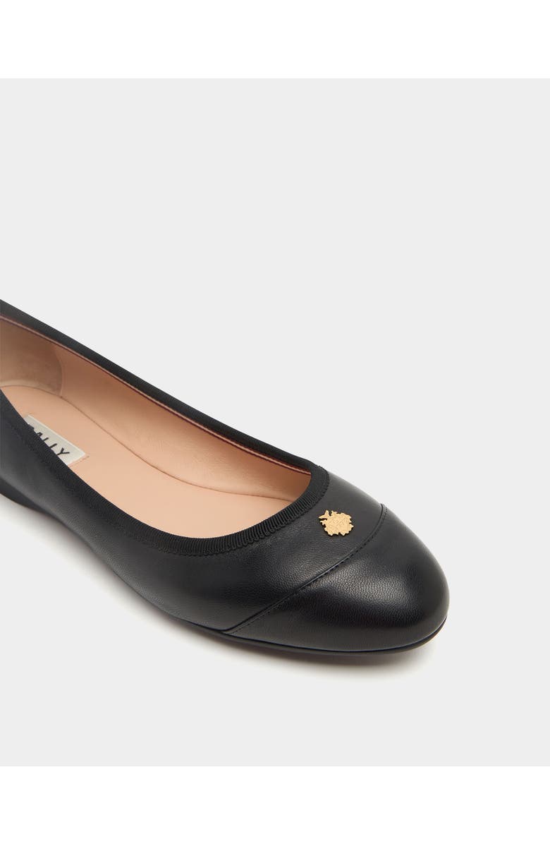 Bally Ysla Ballet Flat in Dusty Petal Leather, Alternate, color, Black