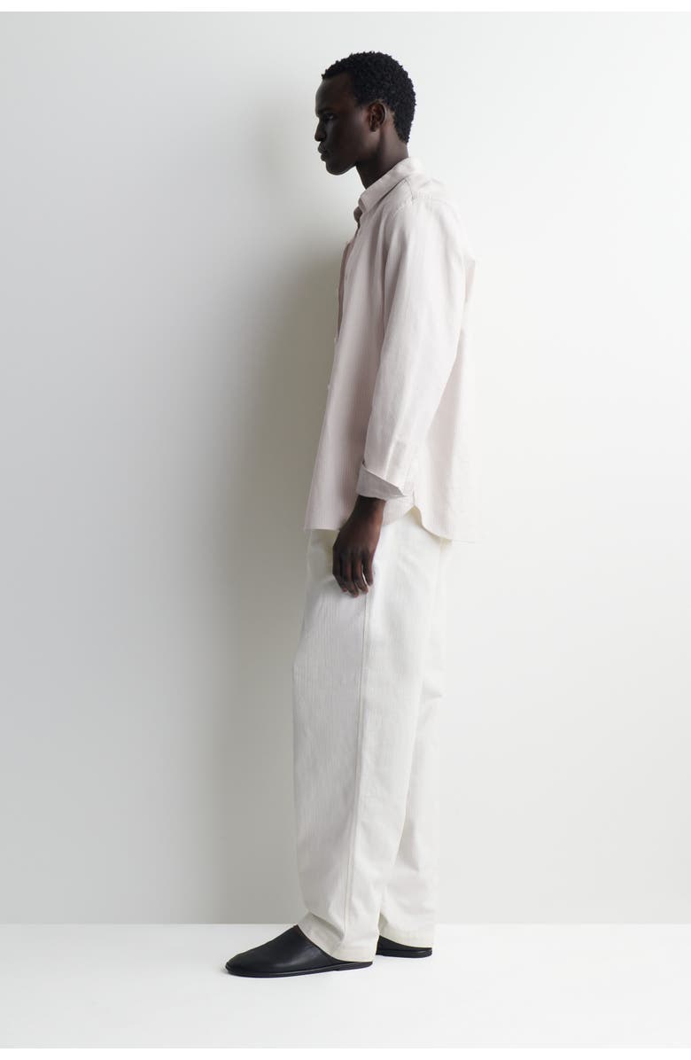 COS Denim-herringbone Relaxed-fit Tapered Trousers, Alternate, color, White