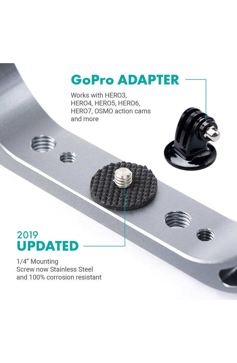 MOVO GB-U70 Underwater Diving Rig with Cold Shoe Mounts & Wrist Strap for GoPro and other Waterproof Action Cams, Alternate, color, Black