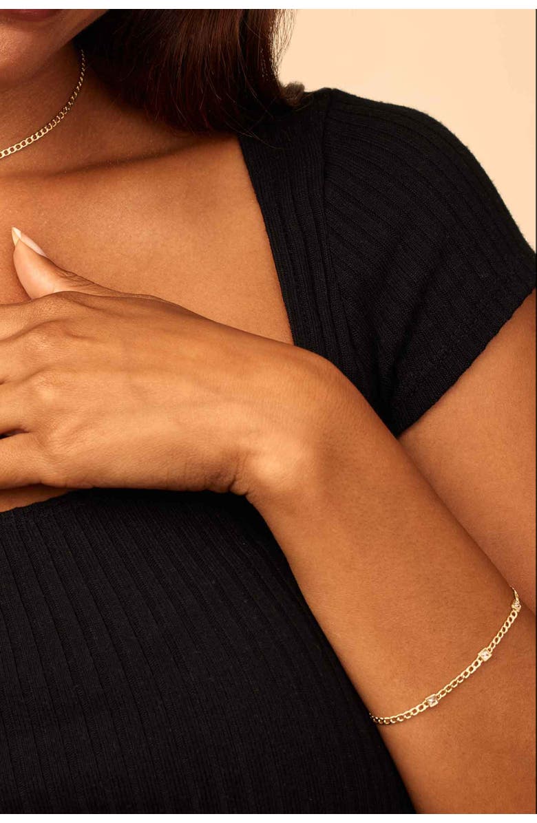 Oradina 14K Gold Dazzle Me Curb Bracelet, Alternate, color, Gold - White Zirconia