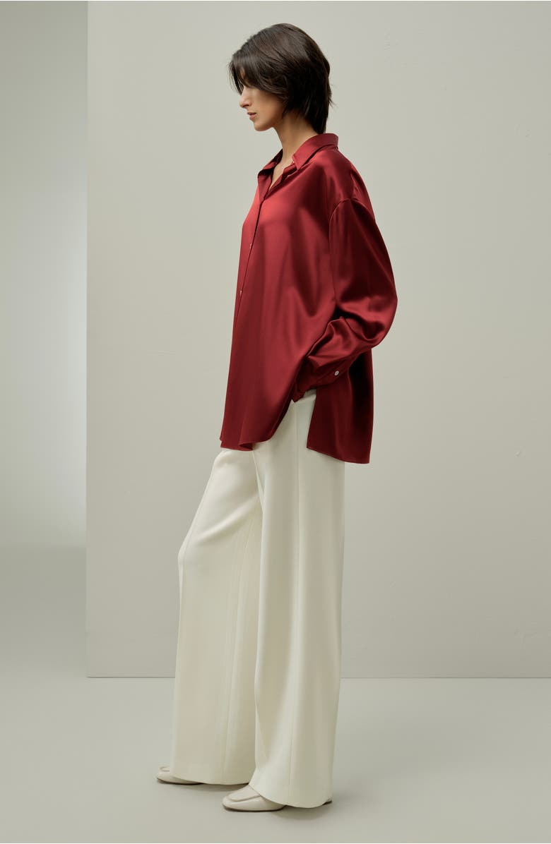 Lilysilk Scarlet Oversize Silk Shirt, Alternate, color, Scarlet