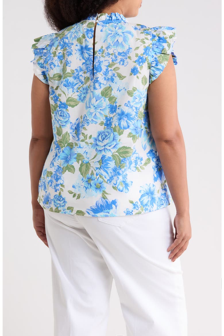 Truth Be Told Floral Print Sleeveless Top, Alternate, color, BLUE-CREAM