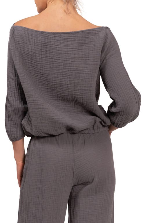 Everyday Ritual Penny Off The Shoulder Lounge Top In Slate