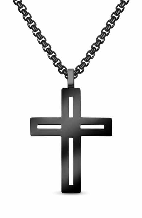 EDFORCE Men's Cut-Out Cross Necklace