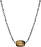 VAN HEUSEN Men's Stainless Steel Semiprecious Stone Bead Pendant Necklace