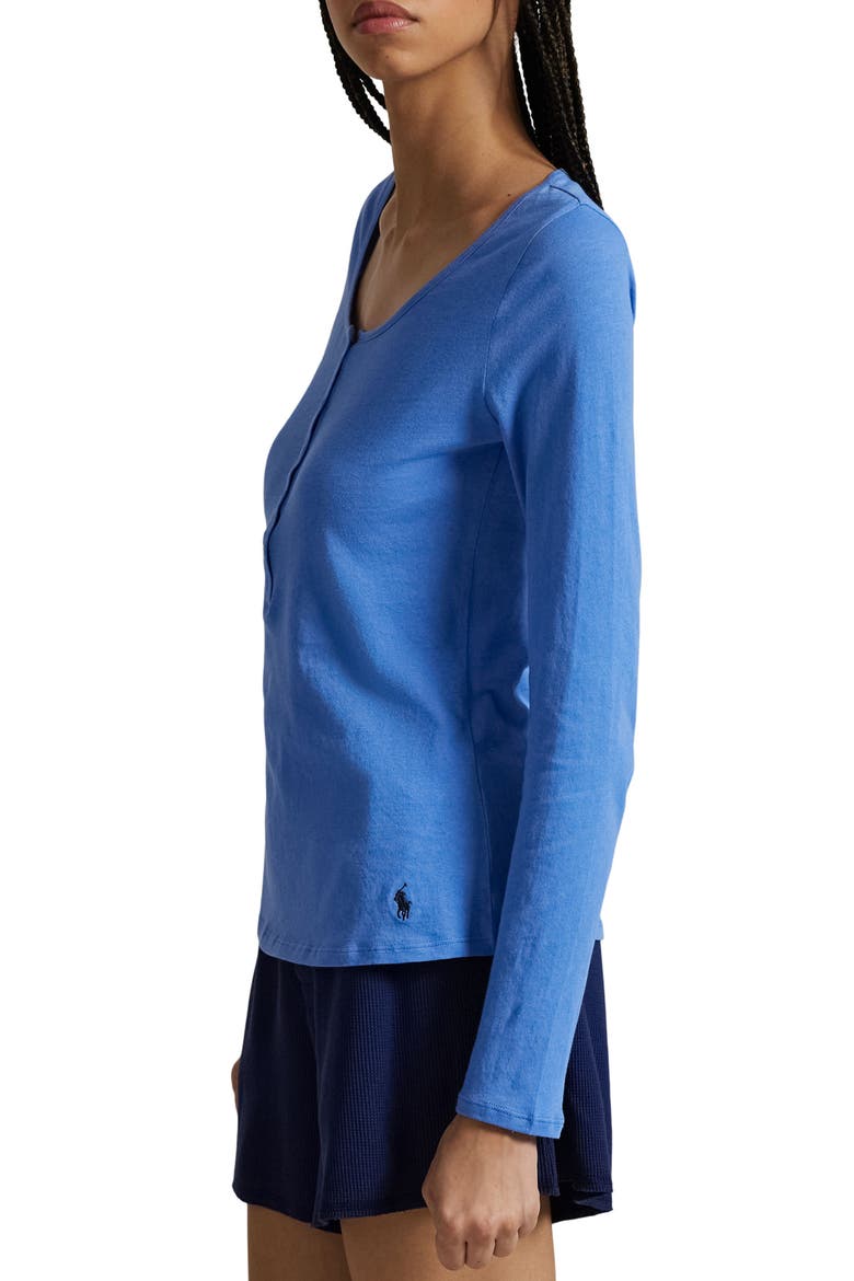Long & Lean Cotton Jersey Lounge Henley, Alternate, color, CORNFLOWER