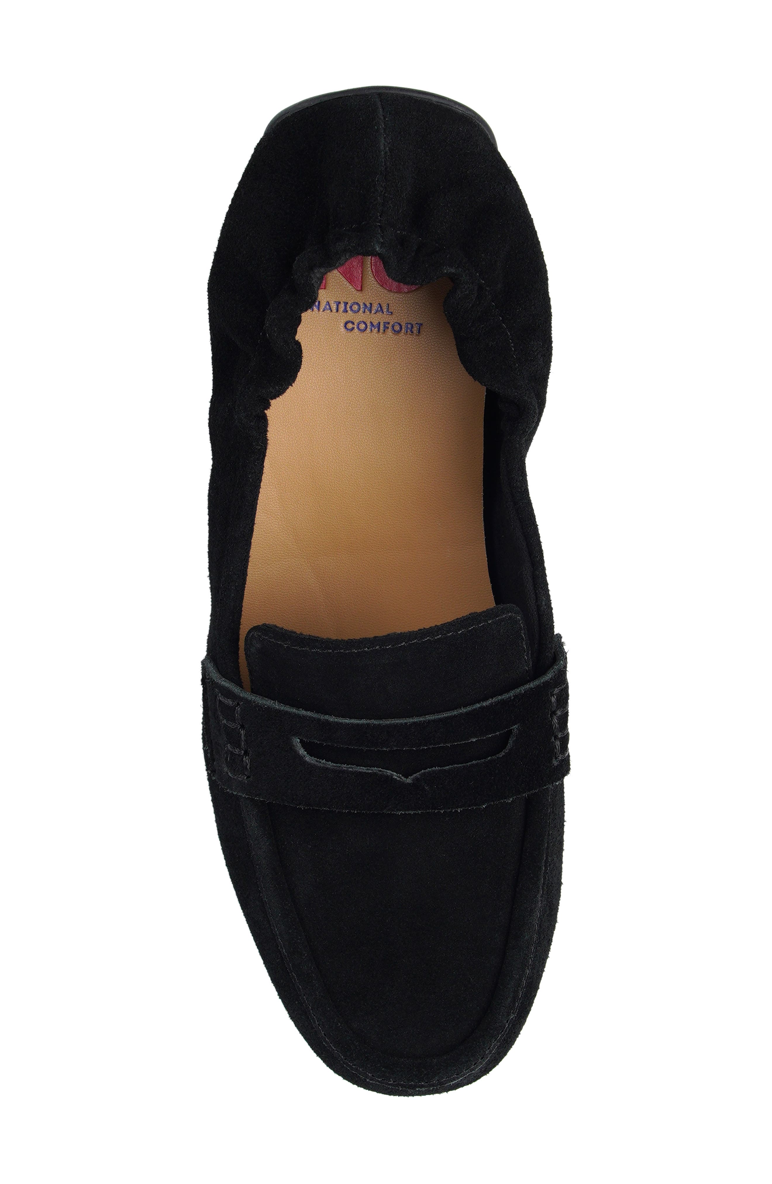 Melodey Leather Loafer, Alternate, color, BLACK SUEDE