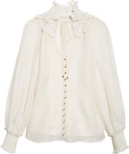 Zimmermann Rebellion Lace Trim Linen & Silk Shirt
