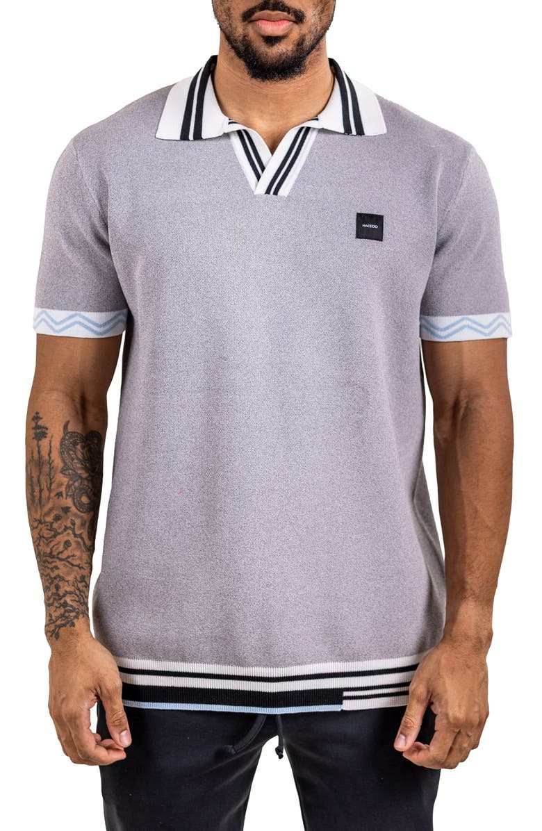Maceoo Ascension Tipped Knit Polo, Main, color, Grey