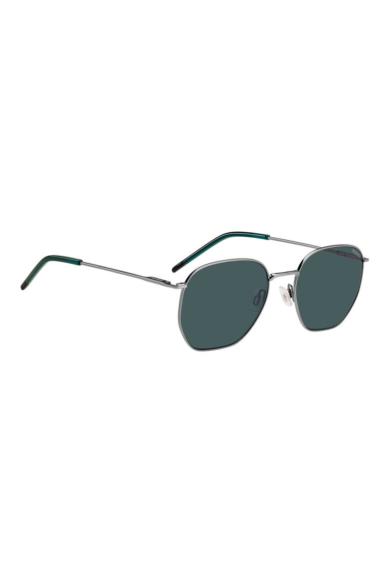 HG 1429/S 54mm Geometric Sunglasses, Alternate, color, RUTHENIUM/ GREEN
