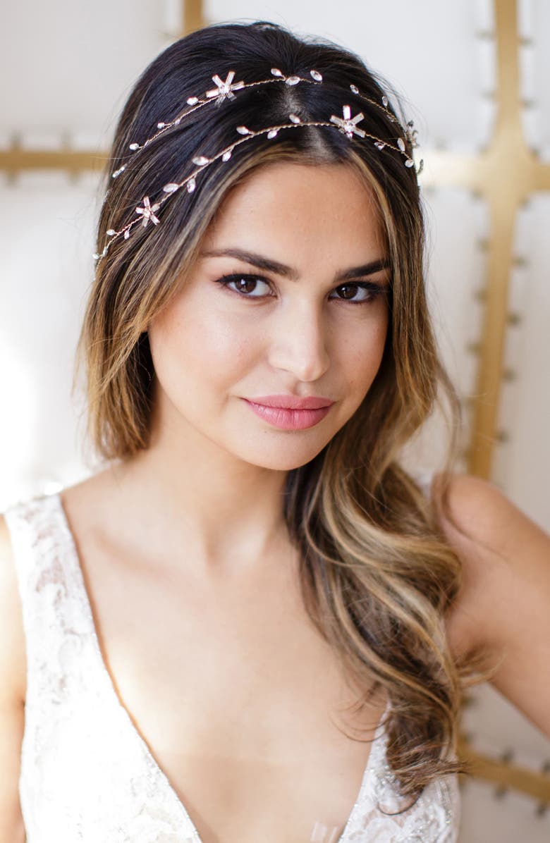 Brides & Hairpins Micah Crystal Double Banded Halo, Alternate, color,