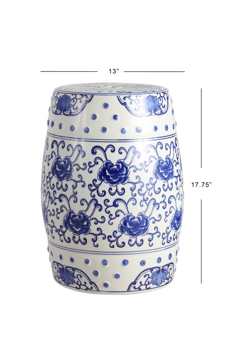 JONATHAN Y Lotus Flower 17.8" Chinoiserie Ceramic Drum Garden Stool, Alternate, color, 